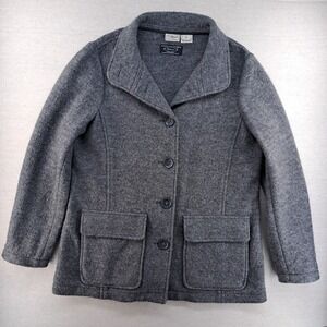 LL Bean Wool Peacoat Womens Large Gray Italy Bellandi Jacket 271132